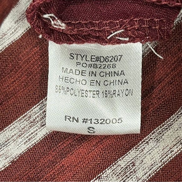 Entro Striped Burgundy and White Long Sleeve mini Dress size small - Picture 11 of 13